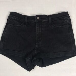 HOLLISTER Short-Short High Rise SHORTS Sz 11/w30 Black Stretch Denim Jean SHORTS